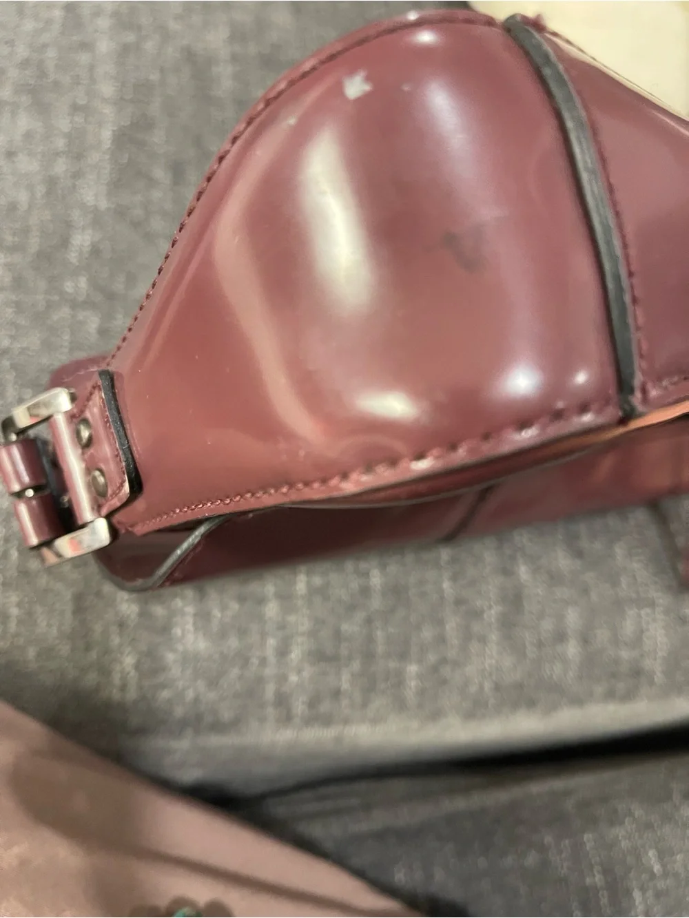 Guess Patent Shoulder Bag with Silver Hardware